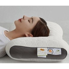 꿀잠 거북목 견인 경추 베개 라텍스 메모리폼 배게, 3D베개 그레이