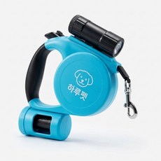하루펫 반려동물 자동 꼬임방지 LED 멀티 리드줄, 하늘색, 1개