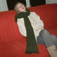 臺灣出貨 2024新款復古綠圈圈羊羔毛風格羊毛混紡圍巾女冬季柔軟保暖圍脖