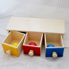 兒童蒙氏早教益智學習玩具幼兒1-3歲教具蒙特梭利木玩具手眼協調, 三色抽屜, 1個