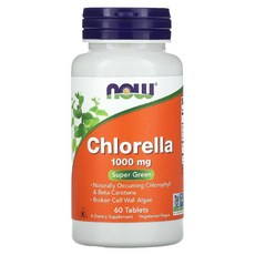 (3통) 나우푸드 클로렐라 미국 올가닉 엽록소 Chlorella 고약사 1000mg 60정