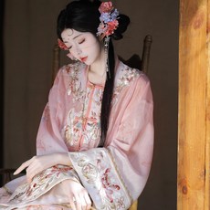 漢服清漢女重工刺繡新中式國風印花漸變套裝復古包裙