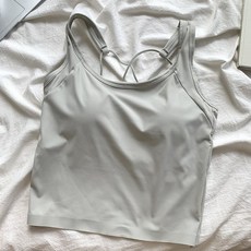 冰絲寬肩帶背心女 胸墊一體 交叉美背百搭上衣 - 夏季顯瘦防走光打底