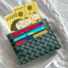 온리온라인 남성 그리드 가죽 슬림 카드지갑 7포켓