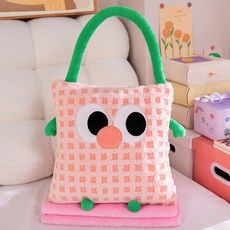 多功能 辦公室午睡, 粉色華夫格,抱枕35*35cm無毯(0.5kg)