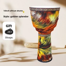 2025 양가죽 젬베 드럼 10인치 어린이용 아프리카 전문가용 성인 초보자 탬버린 휴대용 타악기, 03 Gold Brilliant
