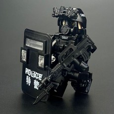 특수부대 조립 퍼즐 장난감 블럭놀이 피규어 중국레고, 특수경찰(방패 포함), 1개