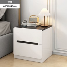 床頭櫃 臥室家用現代簡約床邊櫃 收納抽屜櫃, 40雙抽暖白, 1個