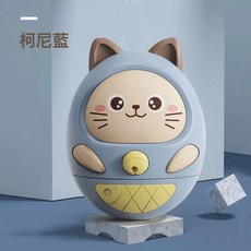 DFMEI 貓咪不倒翁嬰兒玩具6個月以上0-3三六1歲一歲寶寶娃娃2早教益智音, 1個, 貓咪不倒翁-藍色:如圖