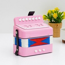작은 손풍금 아코디언 스트랩 초보자 미니 취미 건반, 1개, 스몰 핑크, 기본 모델명/품번