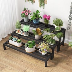 FZSO 鐵藝戶外防水花架多層階梯架子，陽臺室內外花盆置物架底座家用, 白色,全鋼架80*25*10大花專用