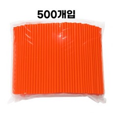 제이디팩 일자 빨대 7*210mm 주황 벌크포장 500개, 1세트, 500개입