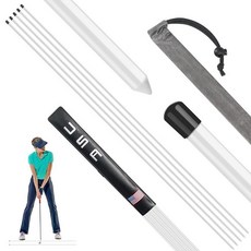 Billisa Golf Sticks 정렬 트레이닝 스틱 연습 막대 101.6cm(40인치) 세트 밸류 2팩 옐로우 투명 튜브 케이스 포함 퍼팅 조준 스윙 트레이너 실내 실외, 화이트 3개
