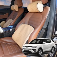 티볼리에어 목쿠션 허리쿠션 통기성 자동차쿠션, 1개, 모던블랙_헤드쿠션