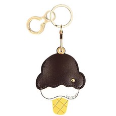 BORKUANA 에어태그와 호환되는 가죽 키체인 홀더 케이스 키링과 랜야드가 있는 귀여운 보호 커버 지갑 열쇠 가방 반려동물용 긁힘 방지 파인더 GPS 트래커 케이스(블, 아이스크림 B