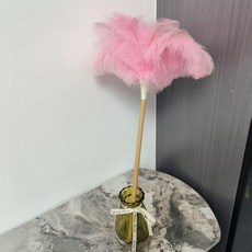 火雞毛絨裝飾除塵撣子家用掃灰清潔縫隙, 1個, 桃粉裝飾除塵撣子 大號櫸木柄, 桃粉