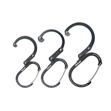 기어에이드 히어로클립 카라비너 클립 앤 후크 M 레드 1개 100716, 3 Pack, Large, Medium, Small, Stealth Black