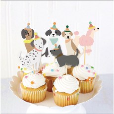 포아틀리에 강아지 생일 파티 가랜드 반려견 생일 장식 종이 파티용품, 1개, dog stick 강아지 케이크꽂이 12개