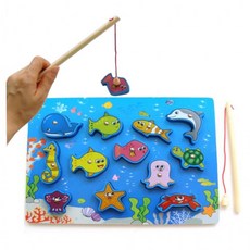 DUGNMARKT 낚시놀이원목교구/자석놀이/목각교구/자석낚시/유아교구/장난감, 상세페이지 참조, 1개