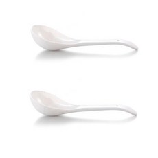국자일본식 긴 손잡이 수프 스푼 라멘 국자 국수 냄비 주방 용품 멜라민 2 개, 02 WHITE