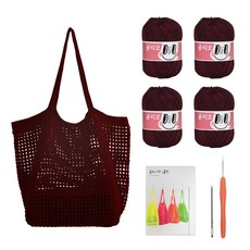 야나 올리오 비치 그물백 뜨개질 DIY 패키지, 1세트, 732 블러디와인