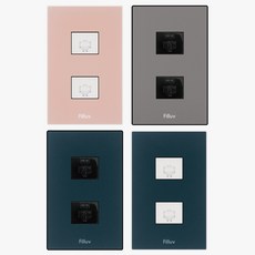필럽 인터넷 콘센트 8P+8P 매입형 2구 단자 랜선 전화 연결 커버 통신모듈, 핑크, 1개