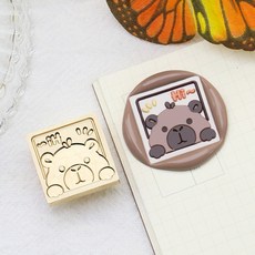 카피바라 실링왁스 스탬프 헤드 황동 인장 씰 다꾸용, 1개, 05. 안녕 카피바라