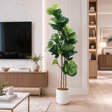 頂級擬真琴葉榕180cm大型仿真植栽(贈花盆), 綠, 1個