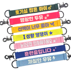휘휘낙낙 강아지 반려견 산책 메세지택 제작 중간리드줄, 1개