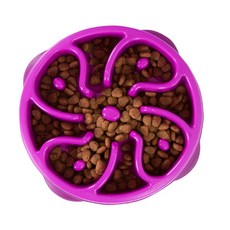 Outward Hound - 防打翻慢食碗, 紫色花朵-M size, 1個, 紫色花朵