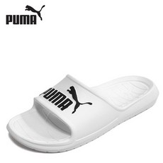 PUMA LOGO圖案拖鞋, 220, 白色的