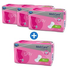 [3+1] 몰리케어 레이디패드 2drops 중형 발진없는패드 냄새없는패드 요실금패드 임산부패드 오로패드 출산준비물 산모패드, FREE(onesize), 14개입, 4개