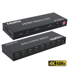 6x2 HDMI 매트릭스 스위치 60Hz in out 분배기 PC Loptop TV 용 광학 R/L 추출기 포함, 01 with UK Plug, 01 6 in 2 out