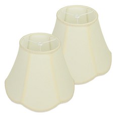 베이지 미디엄 벨 램프 쉐이드 2개 15.2 x 33 x 22.9cm(6 x 13 x 9인치) 스캘럽 패브릭 전등갓 테이블 및 플로어 램프용 모던 & 빈티지 장식용 꽃잎, 베이지 미디엄 벨 램프 쉐이드 2개, 15.2 x 33