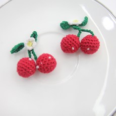 원단킹 2개] 2cm 꽃잎니트앵두 대 2color (5801008), 레드, 2개