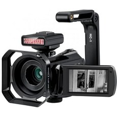 4K 캠코더 ORDRO 야간 비전 비디오 카메라 브이로그 고스트 헌팅 유튜브용 3.1인치 IPS 터치스크린 캠코더(IR 라이트 핸드헬드 홀더 64G 메모리 카드 및 배터리 2개