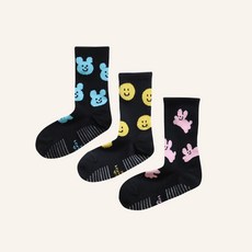 아동 주니어 미끄럼방지 양말 점핑블랙 3종 세트