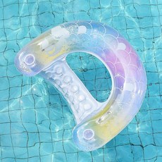 成人U型充氣水上浮椅 兒童戲水玩具 游泳浮排, 1個, U型躺椅美人魚【80.0公斤內】