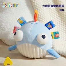 jollybaby 大眼萌音樂跳跳球 - 鯨魚造型嬰兒玩具, 藍色, 1個