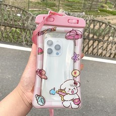 手機防水袋 加大款 可觸控 游泳手機袋, 1個, 粉色手機袋【帶气囊】