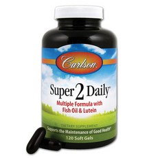 Carlson Super 2每日多配方奶粉魚油和葉黃素軟凝膠, 1罐, 120顆, 1罐