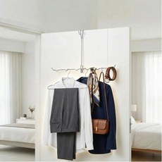 Dnc 여행용 멀티 옷걸이 6벌 스텐 문걸이형, 실버, 1개