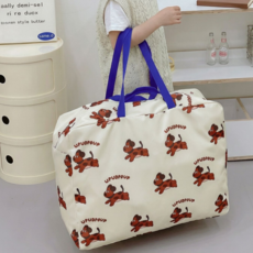 체리닷컴 귀여운 곰돌이 강아지 다용도 캠핑용 낮잠이불 가방, 1개, 1단, 화이트 강아지