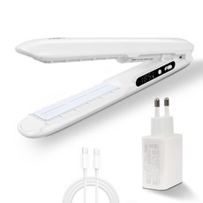 Leeko 무선 고데기/충전하면서 사용 가능 /휴대용 판고데기 여행용 미니 매직기 빠른 예열 C타입 충전 모발 손상 방지, K103, 화이트