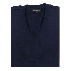 Helius 男式羊毛混紡藍色基本款 V 領最佳 HJ3L012