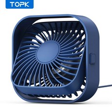 TOPK USB 휴대용 미니 선풍기 책상 개인 전기 선풍기 테이블 방용 스탠딩 팬 3 단 바람 360 회전 캠핑 퀴에 적합, [06] Blue, 1개