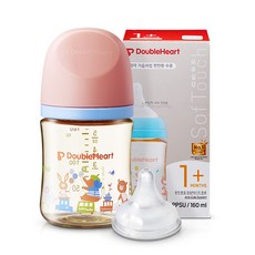 더블하트 모유실감 3세대 PPSU 디어프렌즈 젖병, 애니멀타운(S젖꼭지포함), 1개, 160ml 애니멀타운(S젖꼭지포함), 1개, 160ml