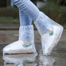 一次性雨鞋鞋套下雨天防水防滑透明腳套室外塑料加厚耐磨防雨神器, 10只透明短筒加厚耐磨彈力束口,均 碼