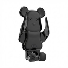 熊造型手機車載支架, 黑色吸盘款, QC3.0