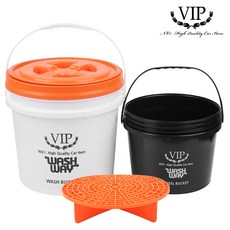 VIP 워시웨이 세차버킷 3종 세트+휠버킷, 화이트, 16L, 버킷 3종세트+휠버킷
